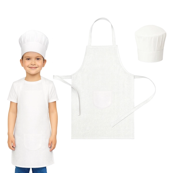 Zestaw Małego Kucharza – Fartuch i Czapka Kucharska dla Dzieci Biały